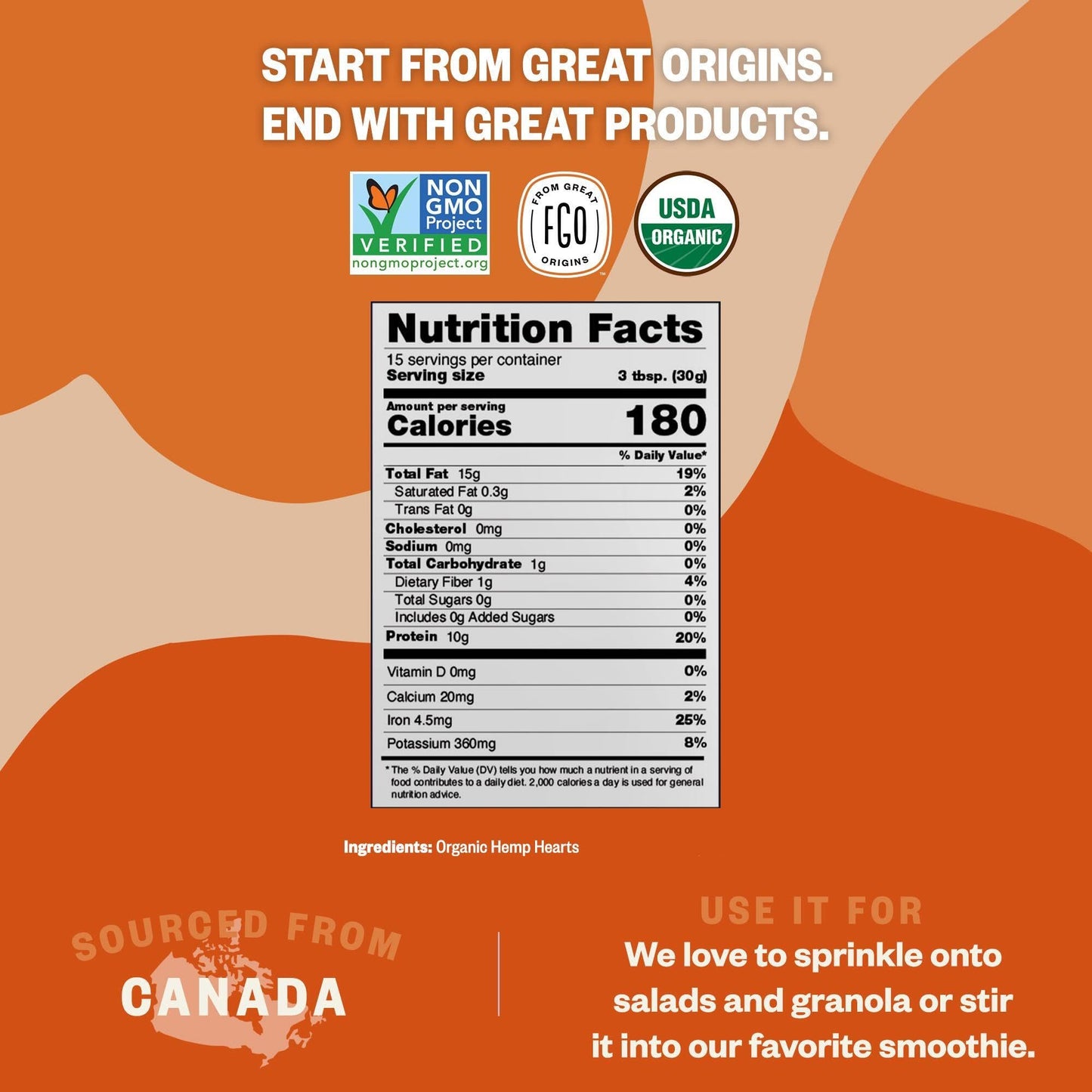 Fgo Organic Hemp Hearts, Shelled Hemp Seeds, Imported From Canada, 16Oz (Pack Of 1)