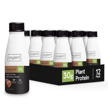 Soylent Complete Protein Shake, Chocolate, 30G Protein, Vegan, Dairy Free And 0G Sugar, Ready To Drink Protein Drinks, 11Oz (12 