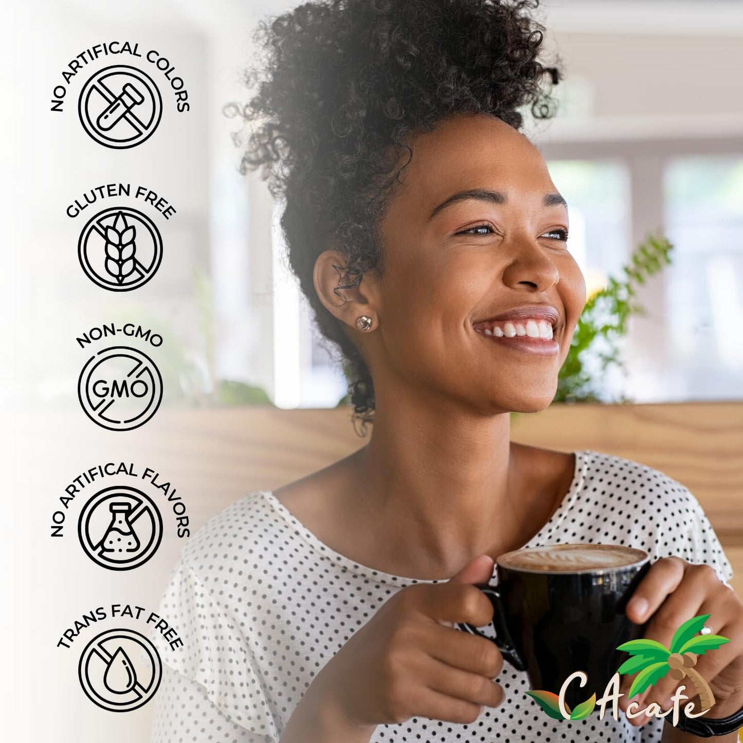 CAcafe Coconut Coffee Unsweetened, Coconut Infused, 12.7oz Drink Mix, No Added Sugar, Antioxidants, Natural Energy