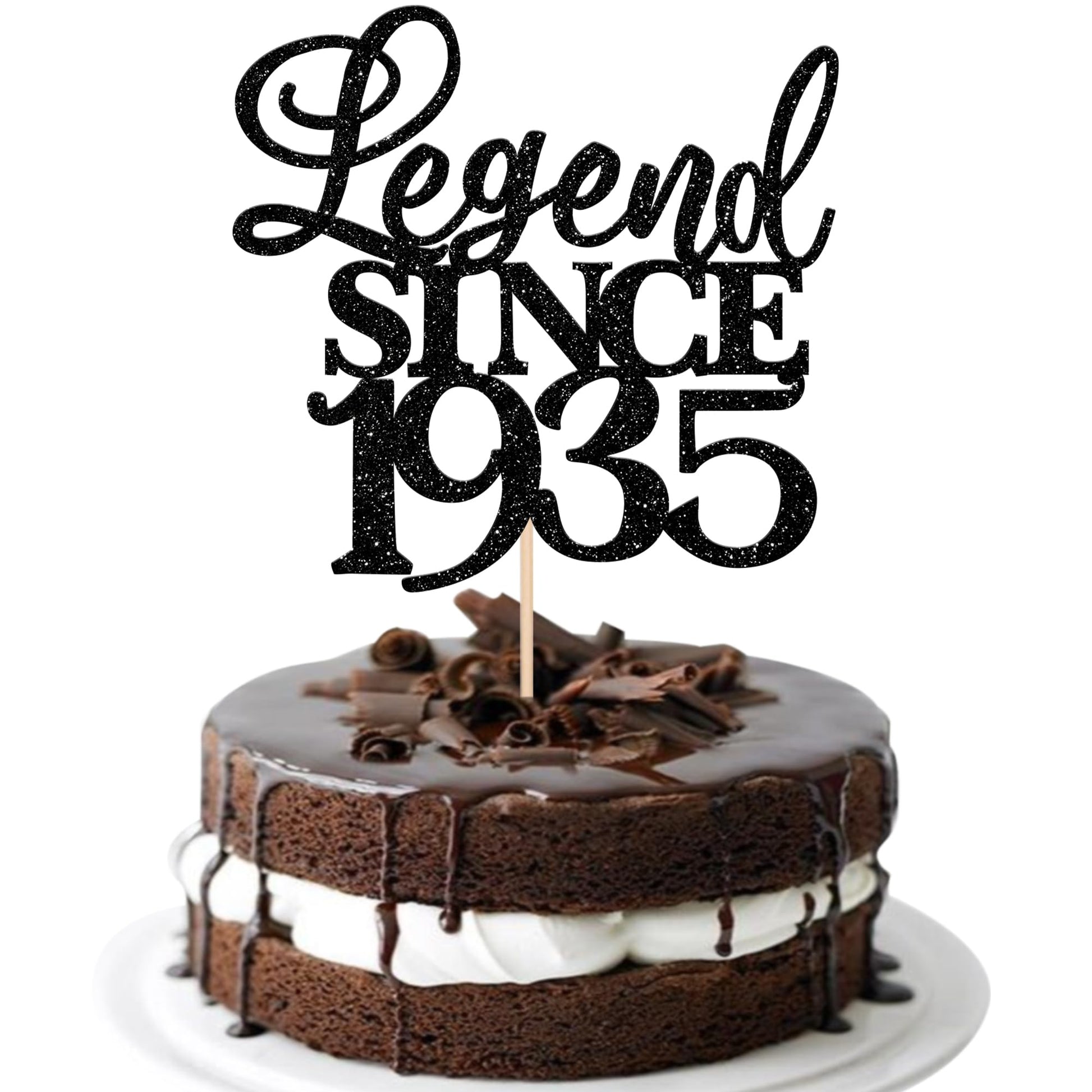 Rsstarxi Cake Topper - Glitter 90th Birthday Decoration - Black - Model XM310-black 1933