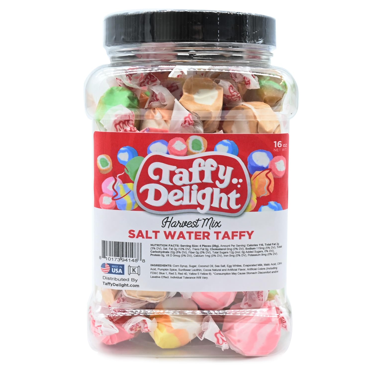 Taffy Delight Salt Water Taffy (16oz, Harvest Mix)