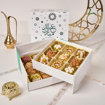 Laylas DELICACIES Mediterranean Treats Gift Box - 23 Bite-Size Halal, Vegetarian, Gluten Free Pastries - Eid Gift Box