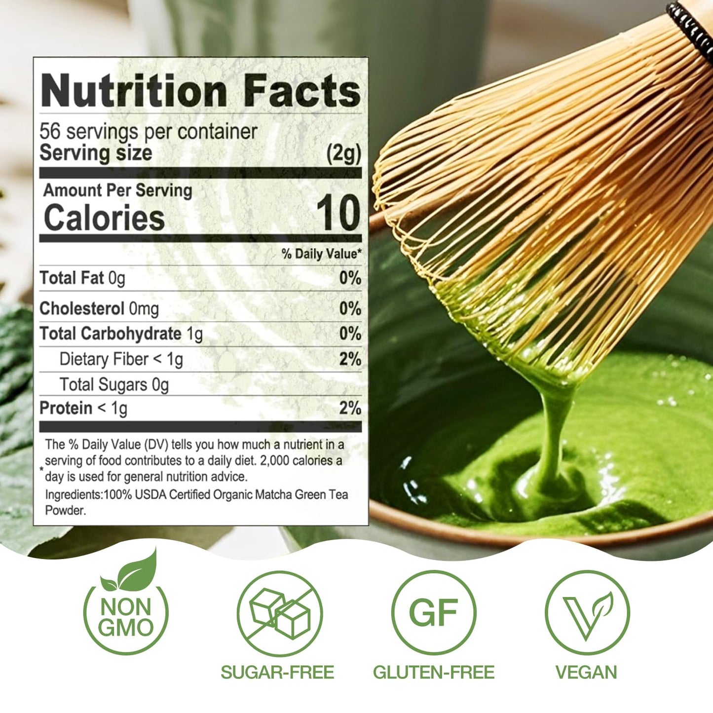 Matcha Green Tea Powder-4Oz(113G) Tin, 100% Natural & Pure, Ceremonial Grade, No Additives Or Fillers, No Gmo