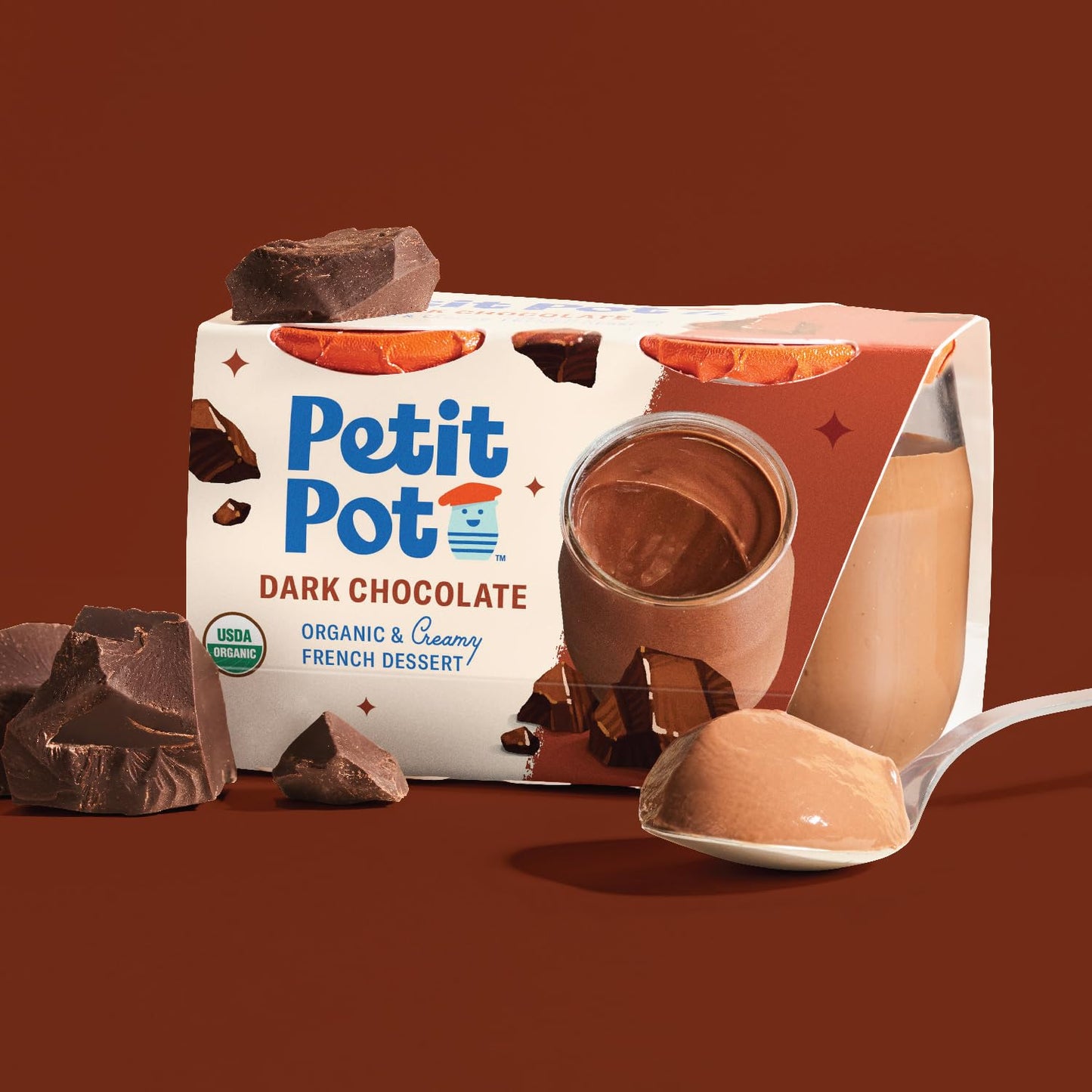 Petit Pot | Organic French Pudding | Dark Chocolate | Gluten-Free | Kosher | Ready-to-Eat | No Artificial Ingredients | No Prese