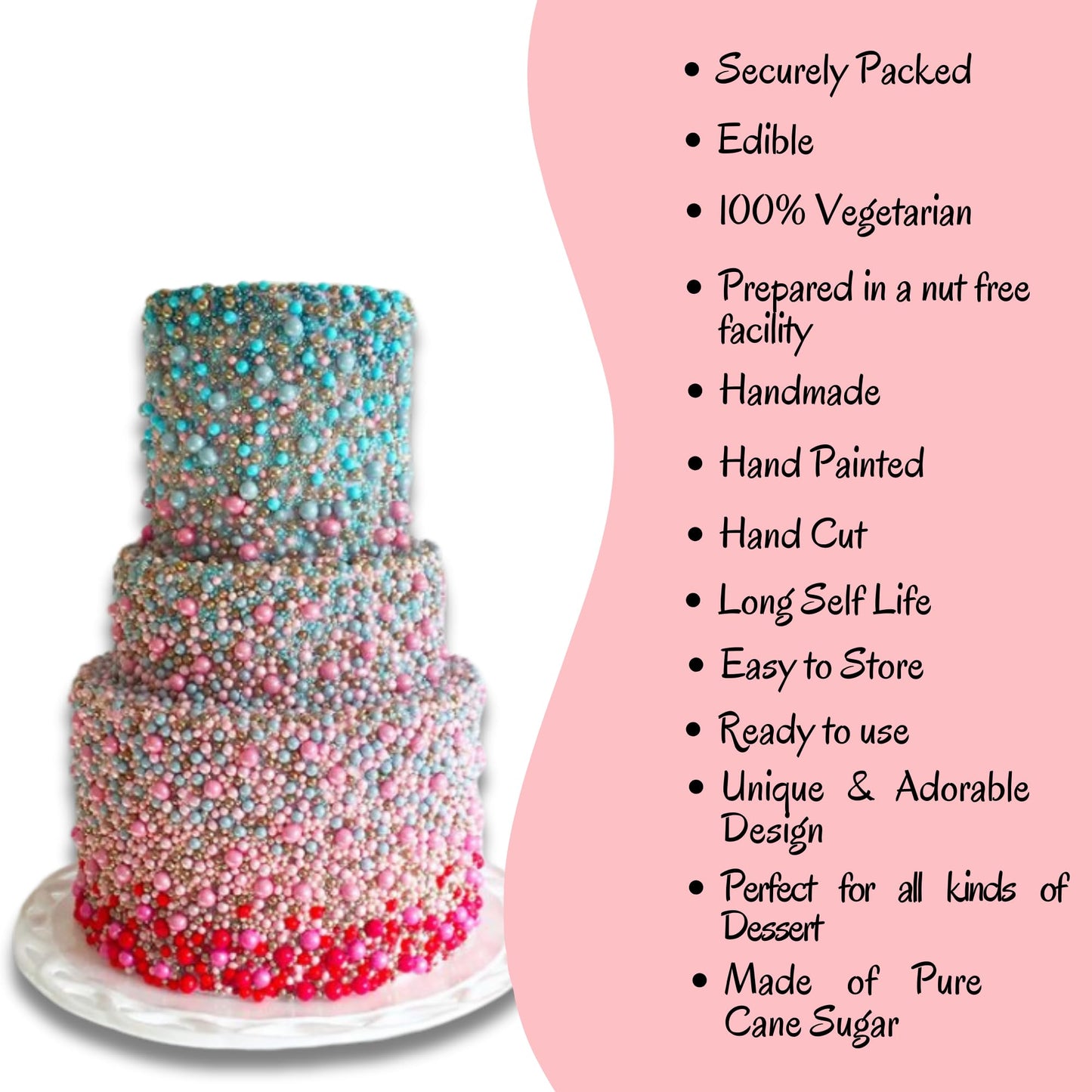 Confect Pearl Sprinkles | Pack Of 5 Edible Disco Ball Sprinkles For Cakes & Cupcakes Decoration | Mix Sliver, White, Black, Grey & Navy Blue Dragees - Starry Night | Vegan, Gluten-Free, Nut-Free, Soy-Free, Dairy-Free, Palm Oil-Free - 5 Oz
