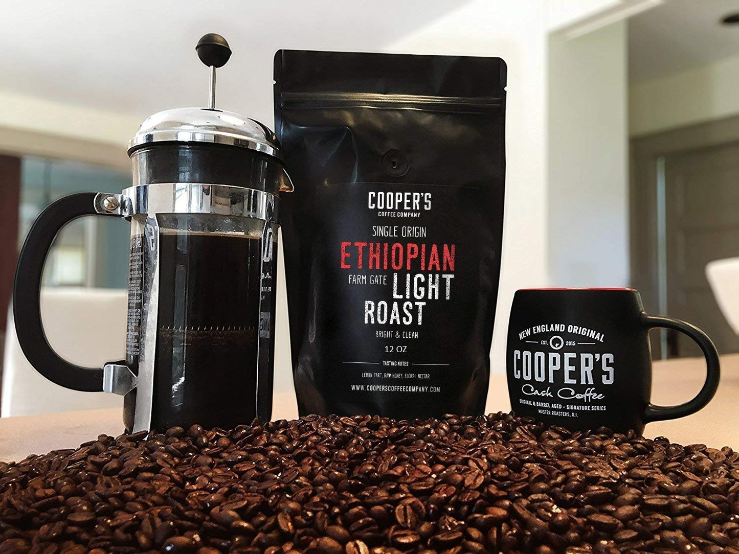 Ethiopian Bold Light Roast Coffee, Gourmet Single-Origin Coffee Beans From Ethiopia, Whole Bean, 2Lb Bag