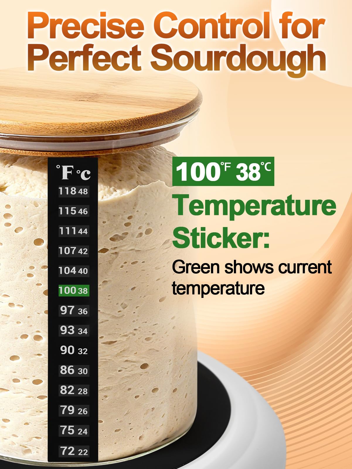 Sourdough Starter Warmer Kit - Precise 1F Temperature (70~120F Range) & 0~24H Timer Control Dough Heating Mat with 2 Thermometer