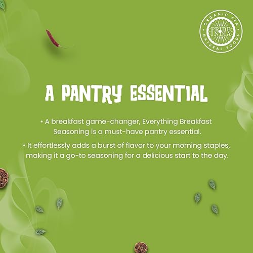 Pride of India Breakfast Seasoning 2.3 oz (65 gm) w/ Convenient Dual Sifter Cap Sweet Spicy Taste | Blend of Chia Sesame Flax Se
