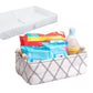Lufofox Decorative Collapsible Rectangular Fabric Storage Bin Organizer Basket With Wooden Handles For Clothes Storage,154X106X5