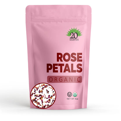 Dried Rose Petals - 100% Certified Organic - Herbs - Red Rose Petals for Loose Leaf Tea, Cocktails and Cakes - 4oz Resealable Ba