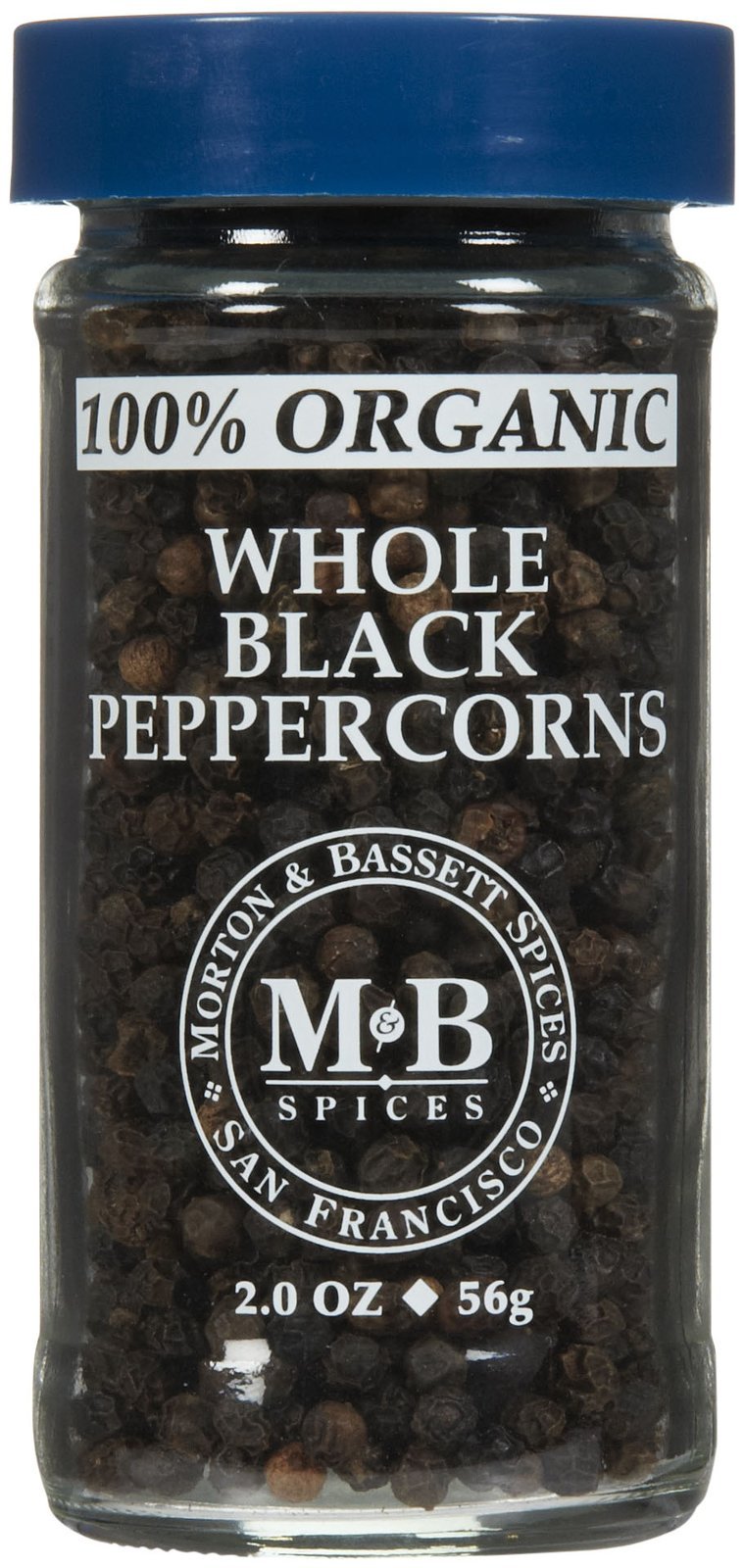 Morton & Bassett Organic Whole Black Peppercorns, 2 Ounce (Pack of 3)