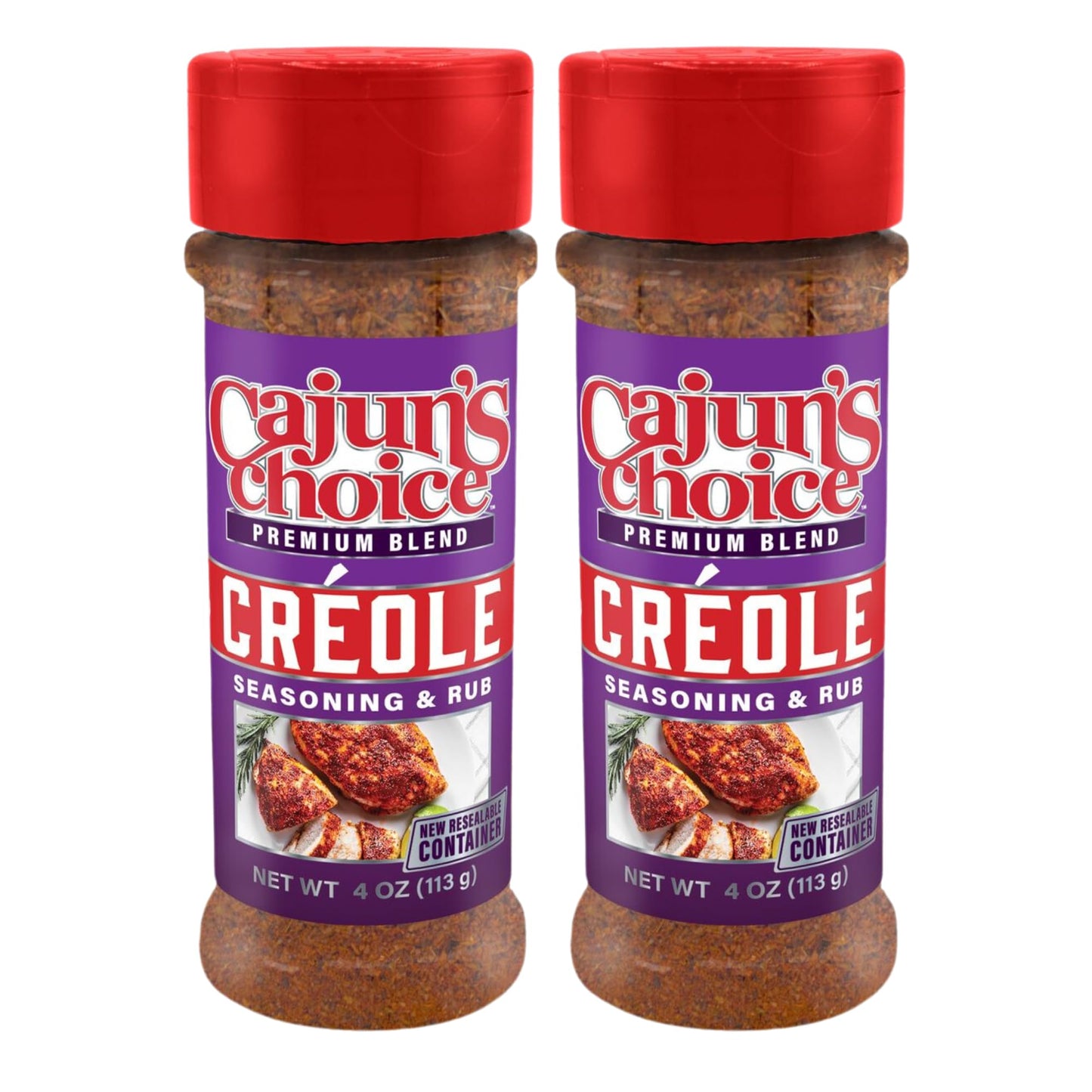Cajuns Choice Creole Seasoning 3.8 Oz (Pack Of 2) - Use For Grilling Or Cooking Fish, Chicken, Pork, Steak, Vegetables, Burgers,