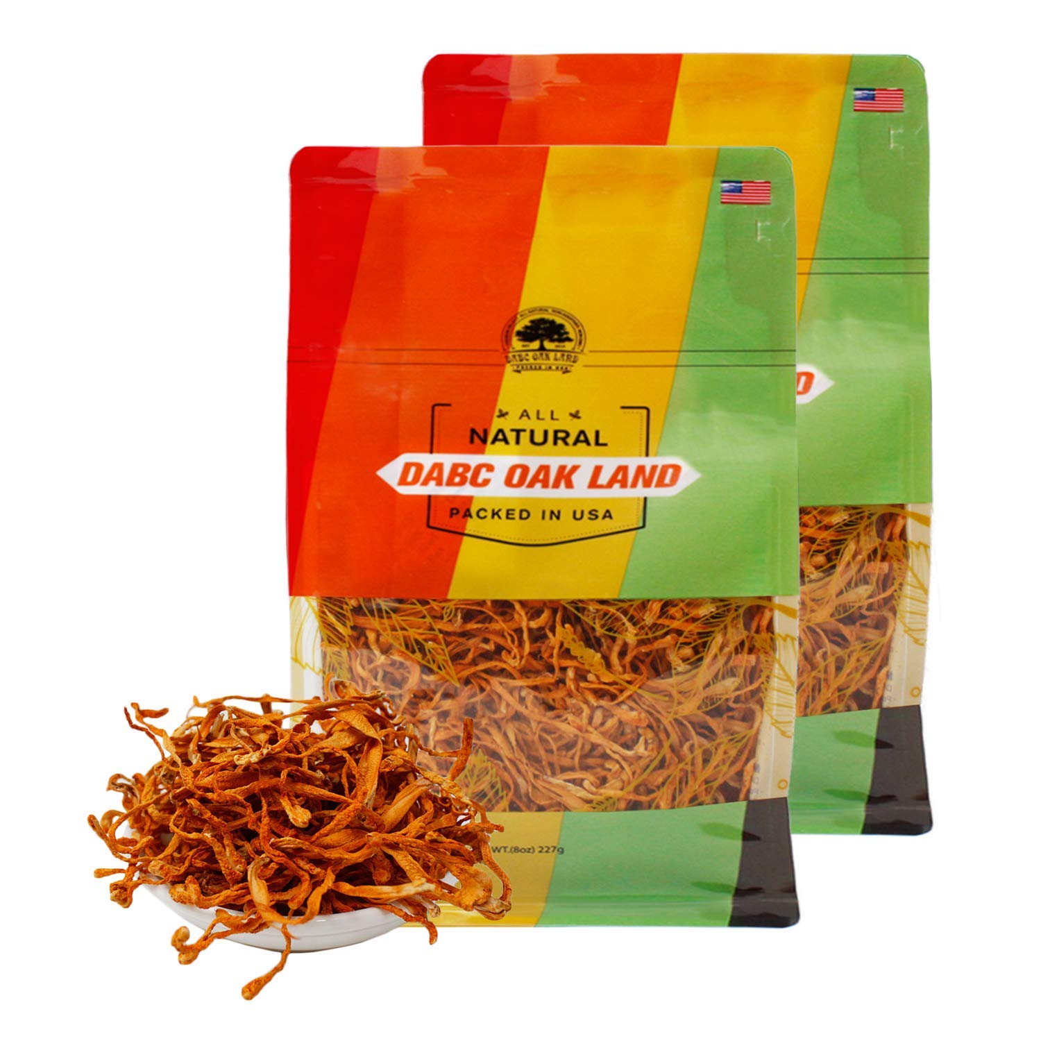 Dabc Oak Land 1 Lb Cordyceps Flower  100% Natural Dried Cordyceps Mushroom ??? ??? ???? Supports Energy & Immune Function For Soup/Cooking/Cooling/Tea (8Oz/Bag X 2)