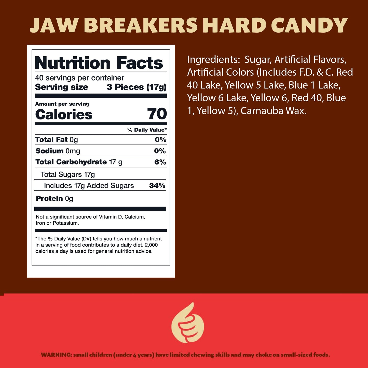 Jawbreakers Hard Candy, Assorted Fruit Flavors, Individually Wrapped, 24-Ounce Pack