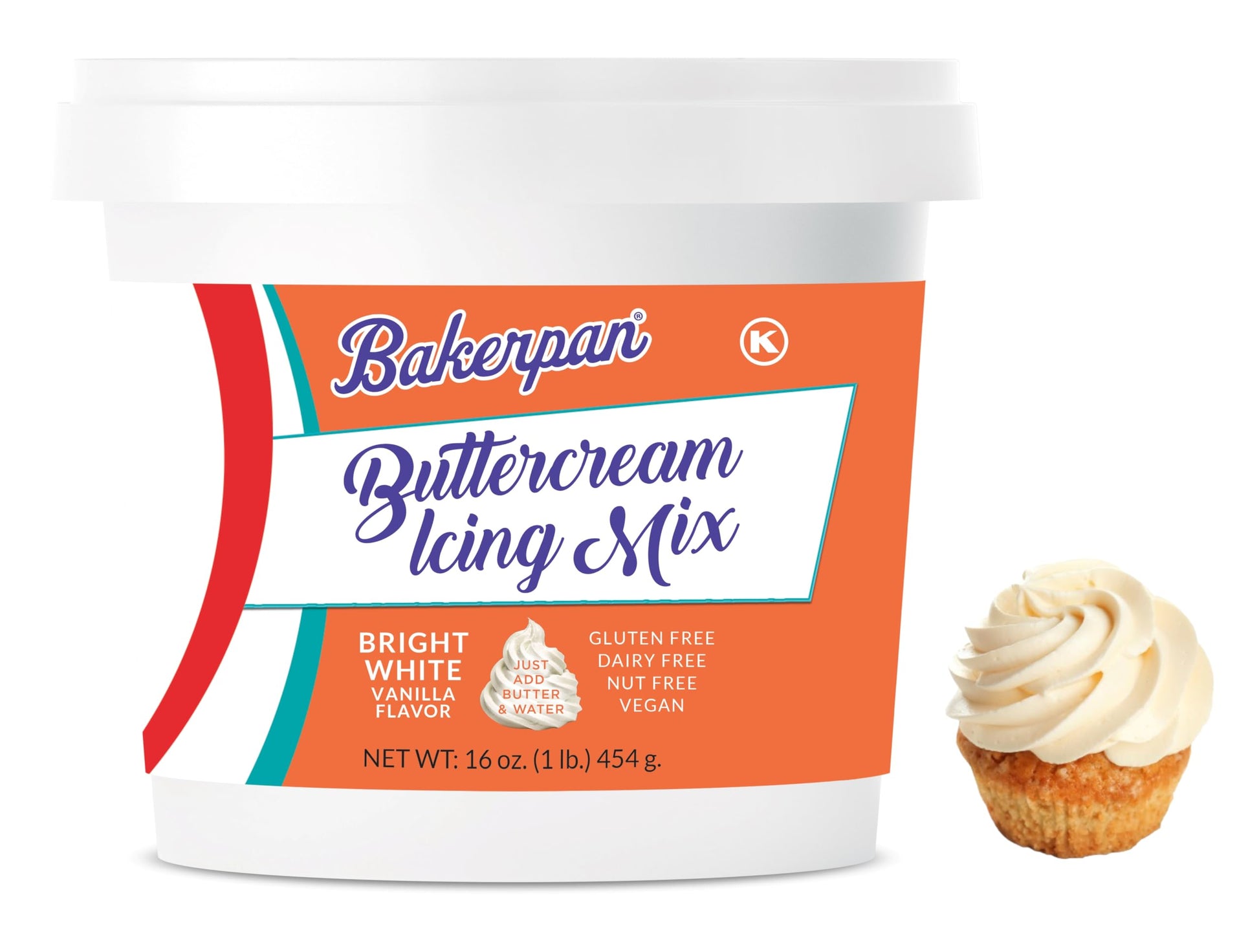 Bakerpan Buttercream Frosting Mix for Cake Decorating, Vanilla, 1 Pound, White