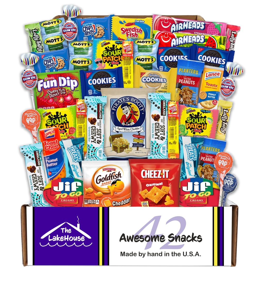 The LakeHouse Snack Box - Salty Sweet Variety Pack for Kids - 42 Count Care Package