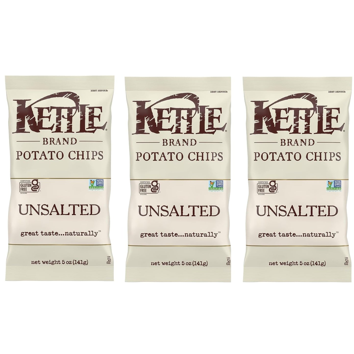Kettle Chips Unsalted 8.5 Ounce (Pack Of 3)