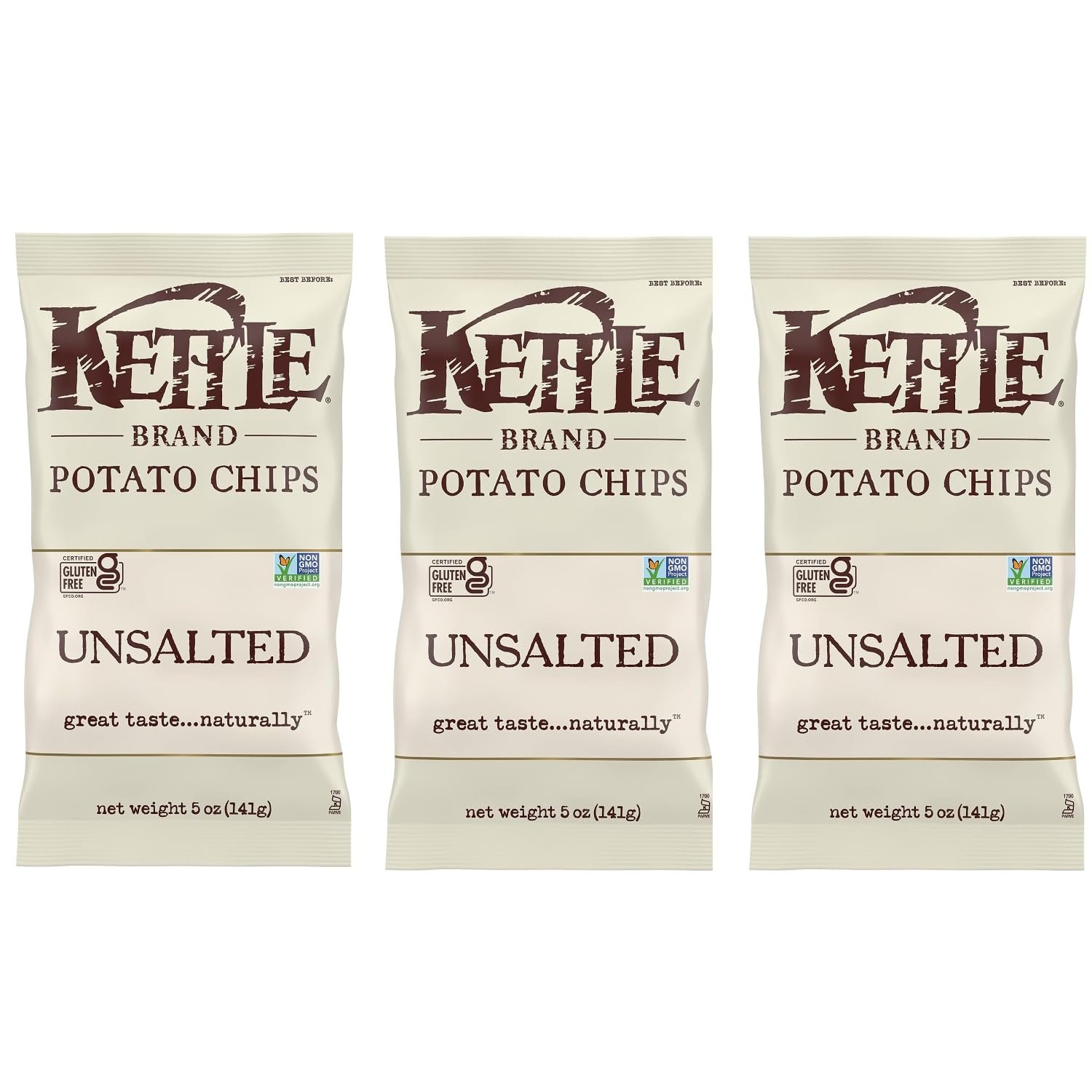Kettle Chips Unsalted 8.5 Ounce (Pack Of 3)