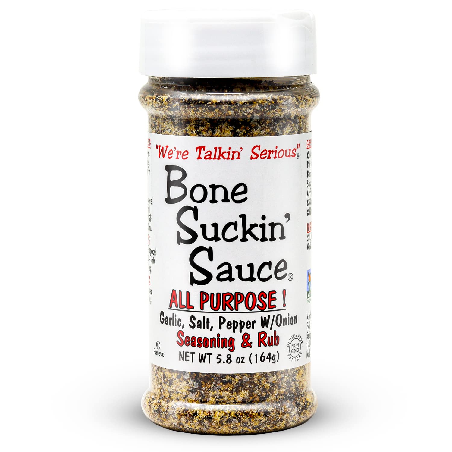 Bone Suckin Sauce All Purpose Seasoning & Rub Zero Calorie And Gluten Free With Garlic Salt Pepper And Onion (5.8 Oz)