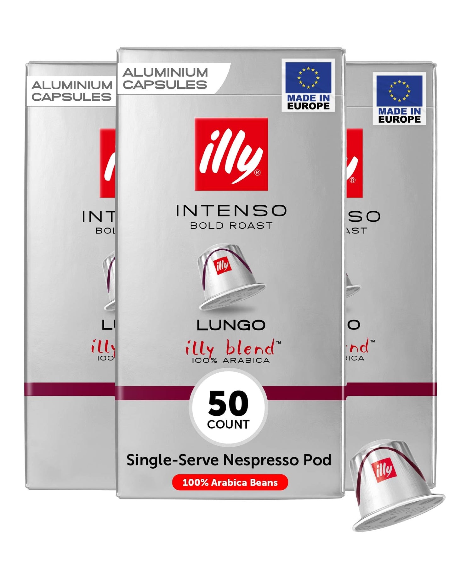 Illy Espresso compact pieces - Intenso Lungo Roast Coffee - 10 Count (Pack of 5) - Compatible with Nespresso Machines