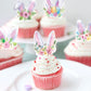 42Pcs Edible Easter Bunny Ear Cupcake Toppers Wafer Paper Happy Easter Cake Picks Easter Theme Birthday Party Spring Kids Cake D