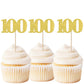 ZHUOWEISM 30 PCS Cupcake Toppers Glitter Happy 100 Days Birthday Picks Small Gold Bamboo