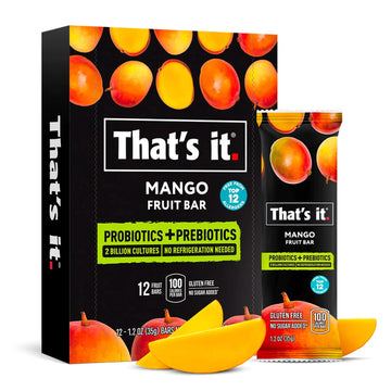 Thats It. (12 Pack Mango) Probiotic Fruit Bar Immunity Booster & Support Active Cultures To Promote Healthy Gut & Digestion 100%