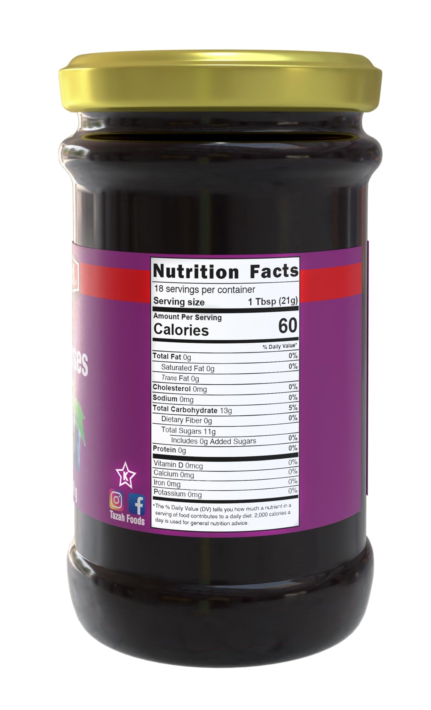 TAZAH G  Molasses - Turkish G  Molasses in Glass Jar - 13.4 Oz (380g) - Kosher