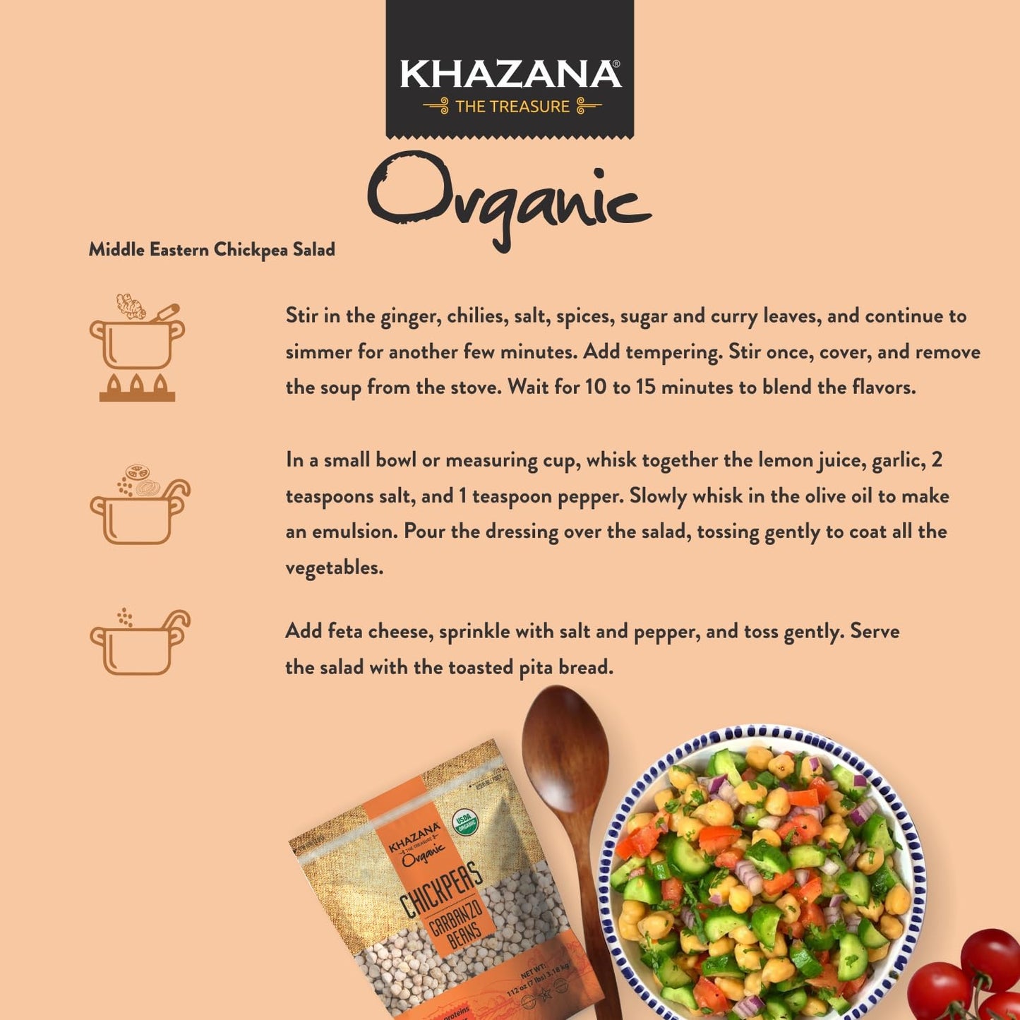 Khazana Organic Chickpeas 4Lb - Garbanzo Beans | Non-Gmo, Gluten Free & Kosher | Authentic Lentils From India