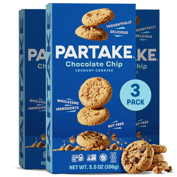 Gluten Free Patake Crunchy Chocolate Chip Cookies - Vegan - Free From The Top 9 Allergens Including Dairy  Wheat  Soy  Eggs  & Peanuts - Non Gmo - Safe School & Office Snack (3 Pack  5.5Oz Boxes)
