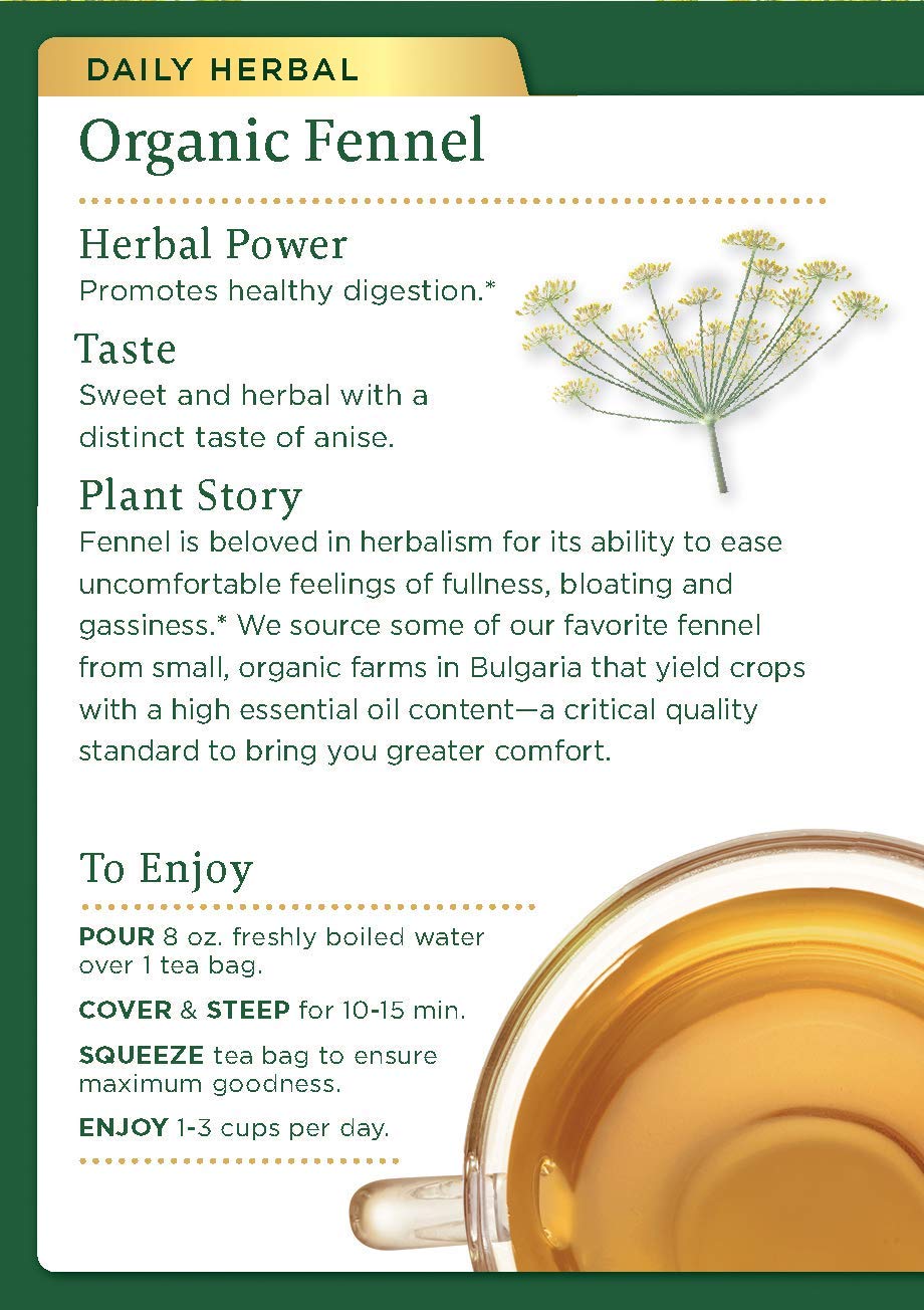 Unknown Herb Tea, 95% Organic Fennel, 16 Bags, Pack of 6, Value Bulk Multi-Pack