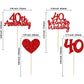 Gyufise 24Pcs 40Th Anniversary Cupcake Toppers Heart Cake Toppers Ruby Wedding Anniversary Heart Cake Decoration For 40 Years An