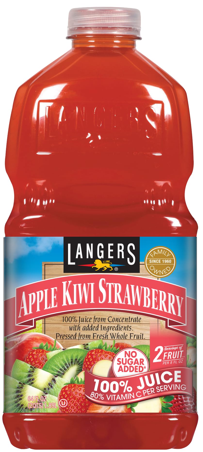 Langers 100% Juice with Vitamin C  Apple Kiwi Strawberry  64 Fl Oz (Pack of 8)