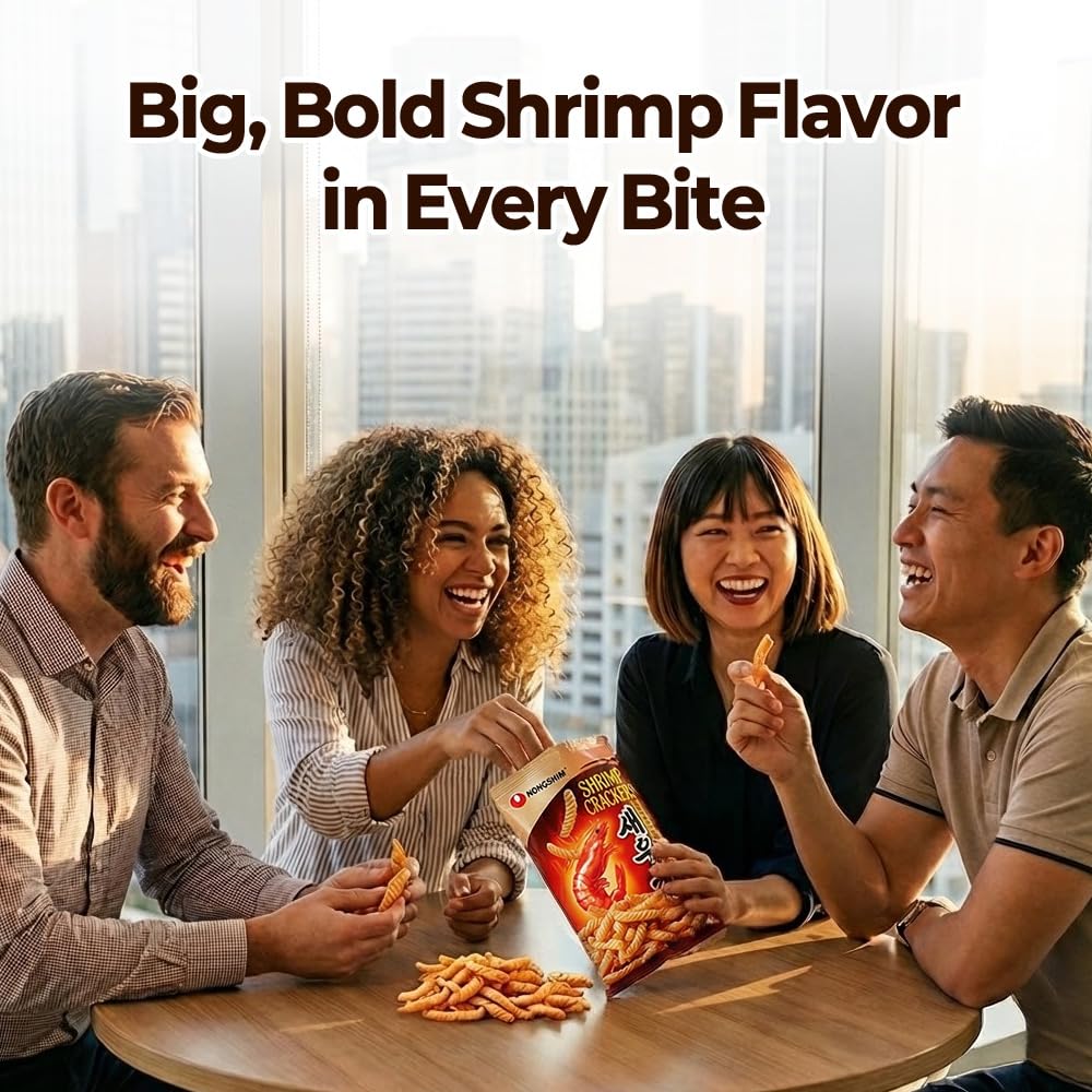 Nongshim Shrimp Crackers, Spicy Flavor, Crispy Baked Korean Snack, 2.6 oz Bags (Pack of 20) - PACKAGING MAY VARY