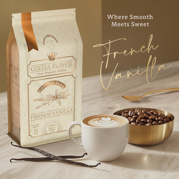 French Vanilla Whole Bean Coffee - Naturally Flavored, Organic, Single Origin, 100% Arabica, Medium Roast, Smooth And Aromatic -