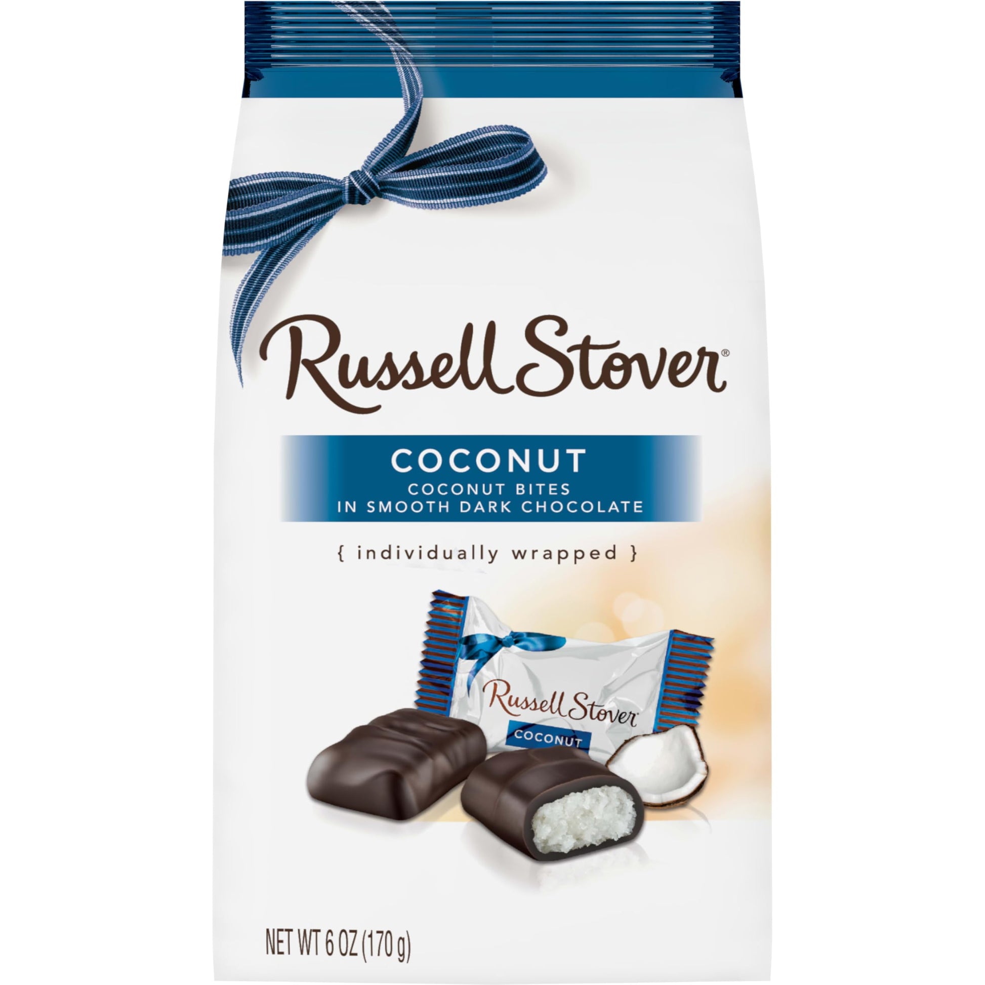 RUSSELL STOVER Dark Chocolate Coconut Candy Gift Bag, 6 oz.