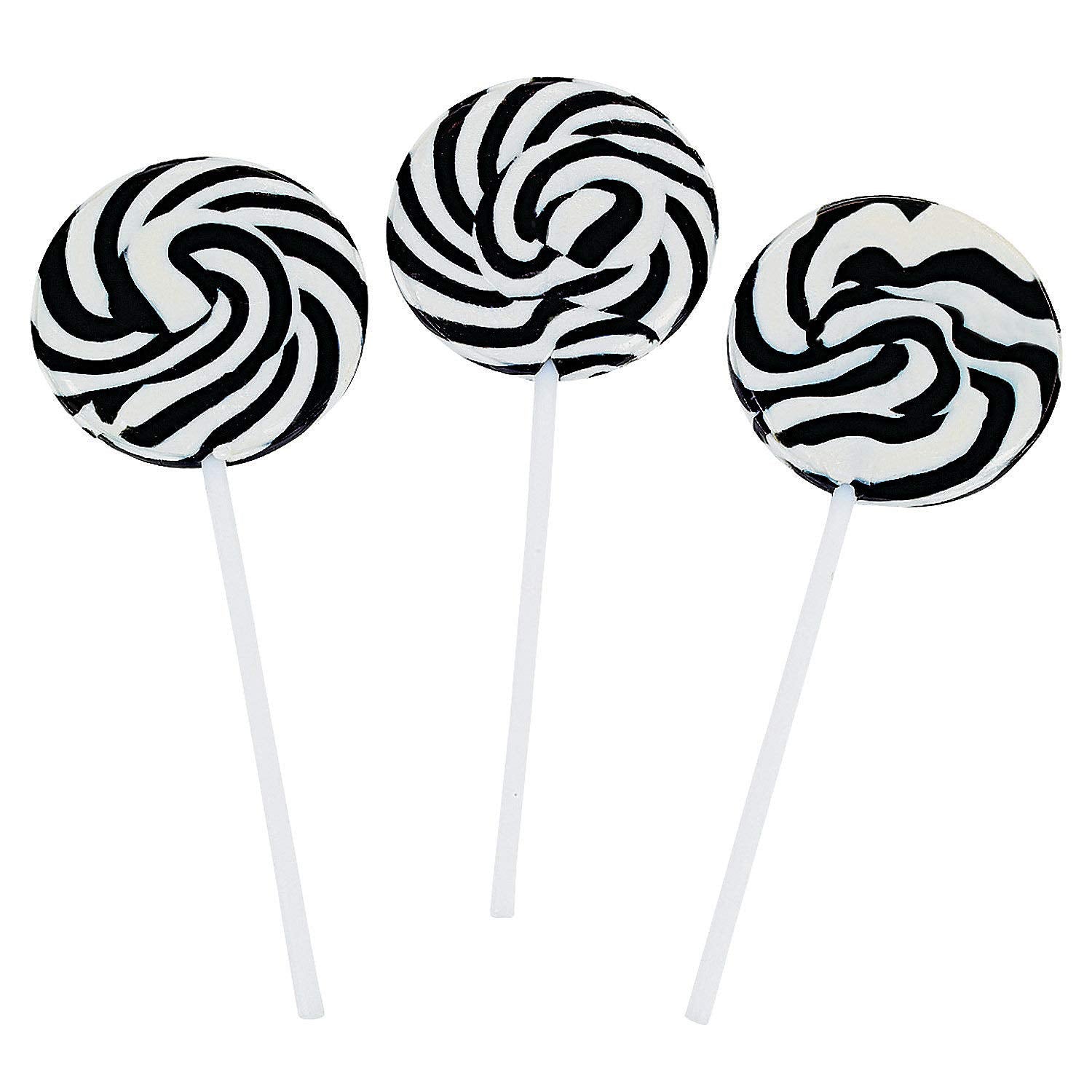 Black And White Swirl Pop Suckers (24 Individually Wrapped Lollipops) Party Candy