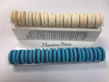 Macaron Bites Blueberry & Vanilla Macaron Bites 24 Count 0.53 Ounce Blue and White