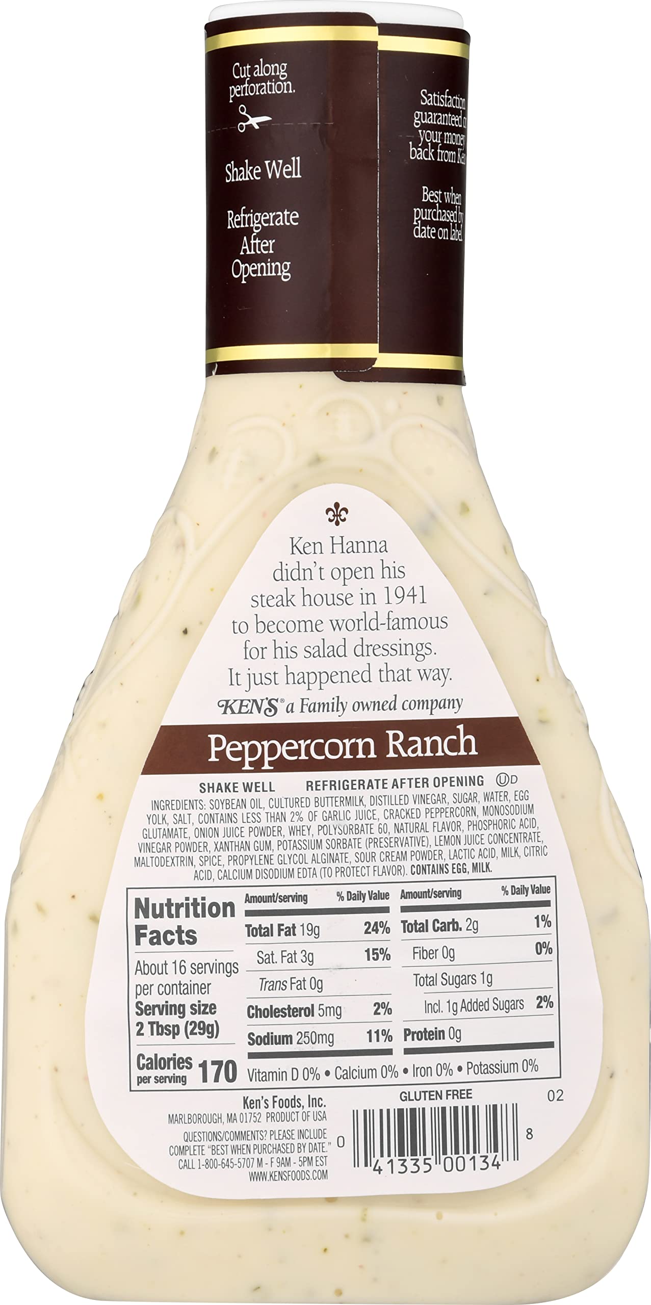 Ken'S Steak House Peppercorn Ranch Dressing (Peppercorn Ranch, 16 Fl Oz, Pack Of 3)