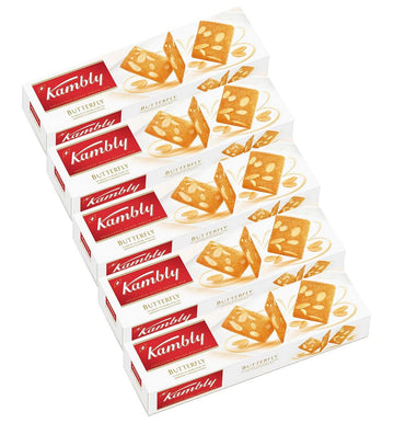 Kambly DeLuxe Swiss Cookies - BUTTERFLY - 100gr / 3.52oz bar (5 Boxes PACK)