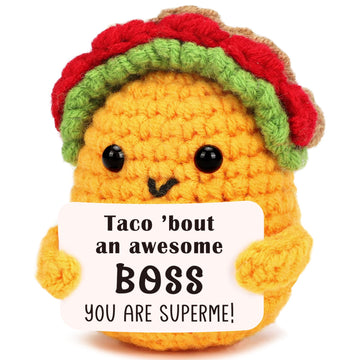Mini Boss Gifts for Women Men Office Appreciation Gifts for Boss Lady Manager Supervisor Leader Mentor Handmade Crochet Taco for