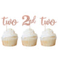 Rsstarxi 24 Pack Two Cupcake Toppers Glitter 2Nd Birthday Cupcake Picks For Baby Shower Second Birthday Party Cake Decorations Supplies Rose Gold