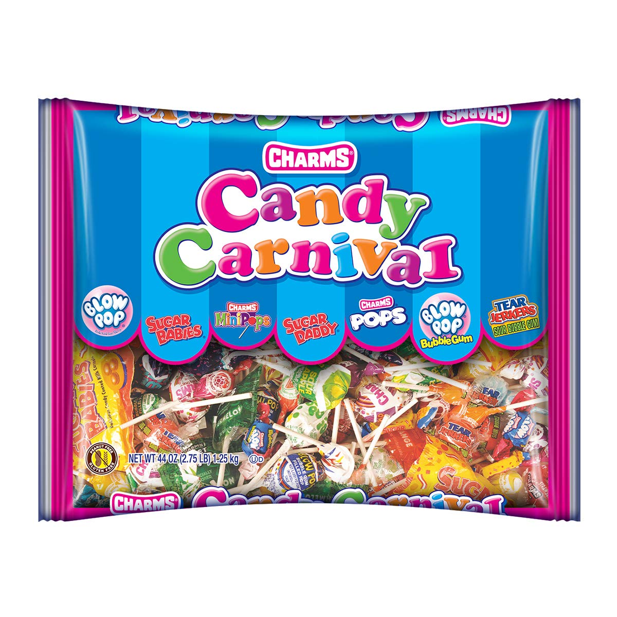 Charms Candy Carnival, Fantastic Candy Variety Mix Bag, Peanut Free, Gluten Free, 44Oz Bag