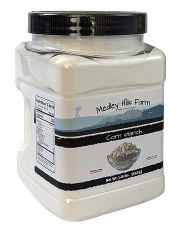 Corn Starch By Medley Hills Farm 1.25 Lbs. In Reusable Container - 100% Pure Corn Starch Powder - Great Thickener For Sauces, So