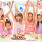 MINUET MINUTE Cat Nine Cake Topper - Pink Glitter, Cardboard, Happy 9th Birthday Party Decoration