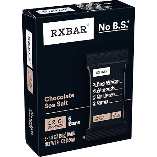 RXBAR Protein Bars, Protein Snack, Snack Bars, Chocolate Sea Salt, 9.1oz (5 Bars)