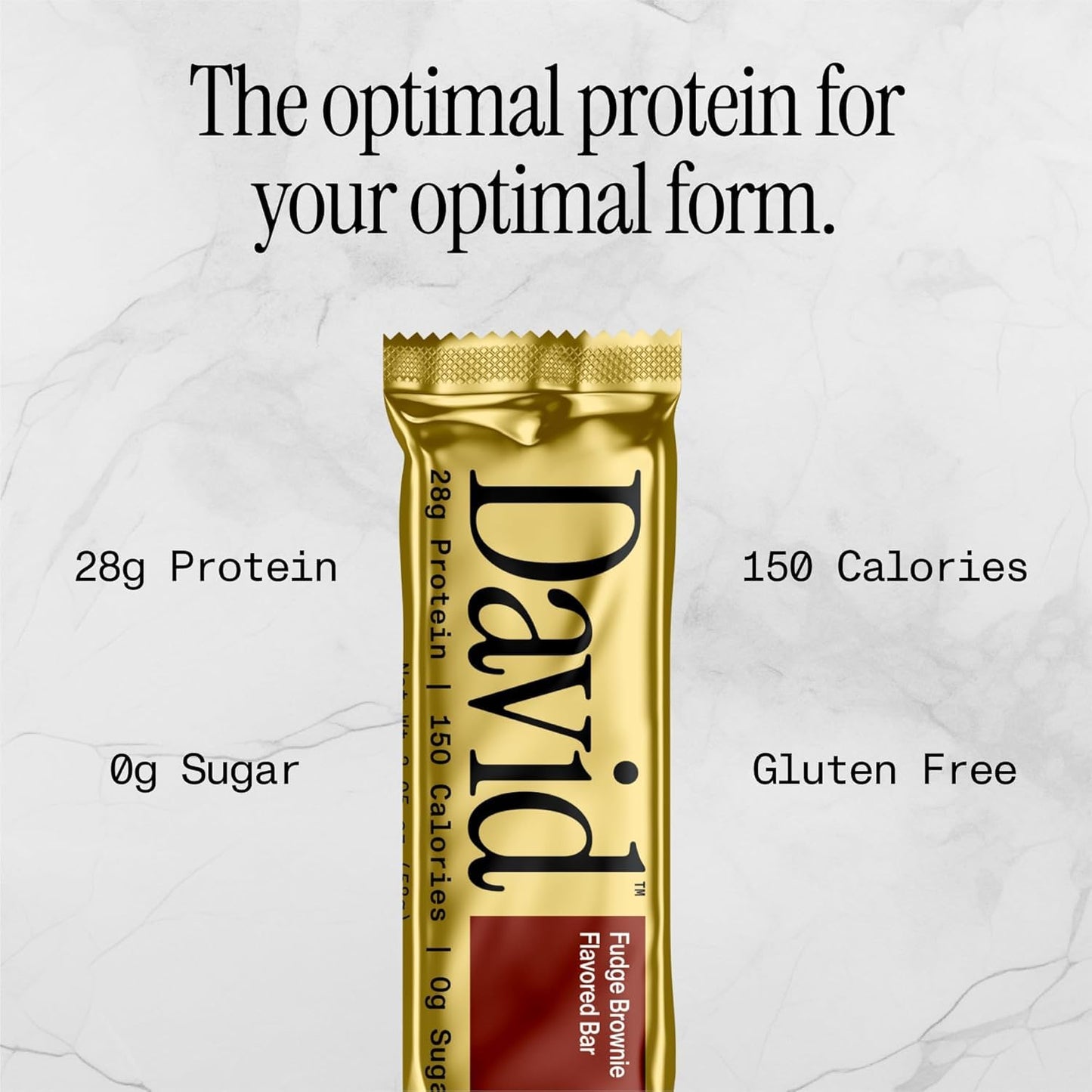 David Protein Bar  Fudge Brownie  24 Protein Bars | 28g of Protein | 150 Calories | 0g of Sugar - High Protein  Low Carb  Gluten Free Protein Bar  Pack of 24