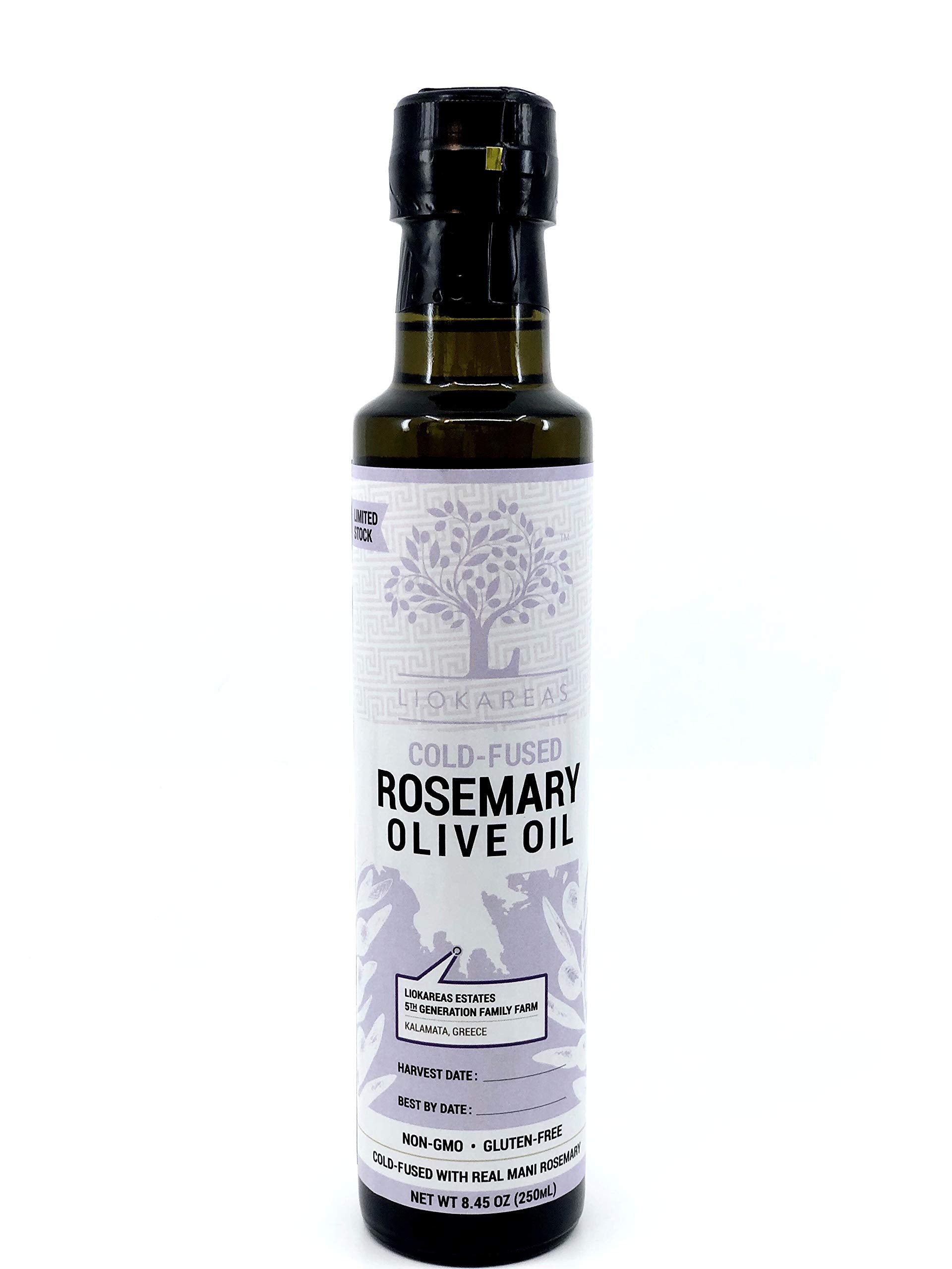 Liokareas Rosemary Extra Virgin Olive Oil - Cold Pressed - 8.45 Fl Oz - NON-GMO - First Pressed