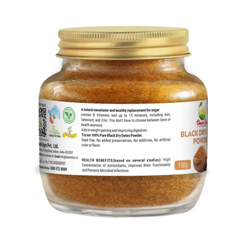 Dawn Lee Black Dry Dates Powder 150 Gms/5.29 Oz | Mejdool Khajur Powder Buy Online Natural Sweetener | Mejdool Khajoor Kharek Po