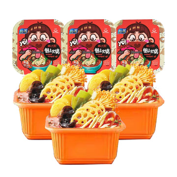 Yumei 3 Pack Instant Hotpot Meal Self Heating Hot Pot Ramen Noodle 2.8 Lb, 4 Flavors Available(Spicy & Hot)